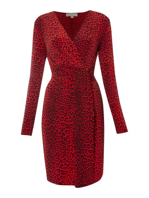 michael kors red leopard print dress long sleeve|Michael Kors dresses.